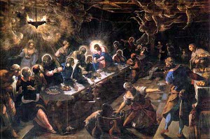 imagem santa ceia de Tintoretto